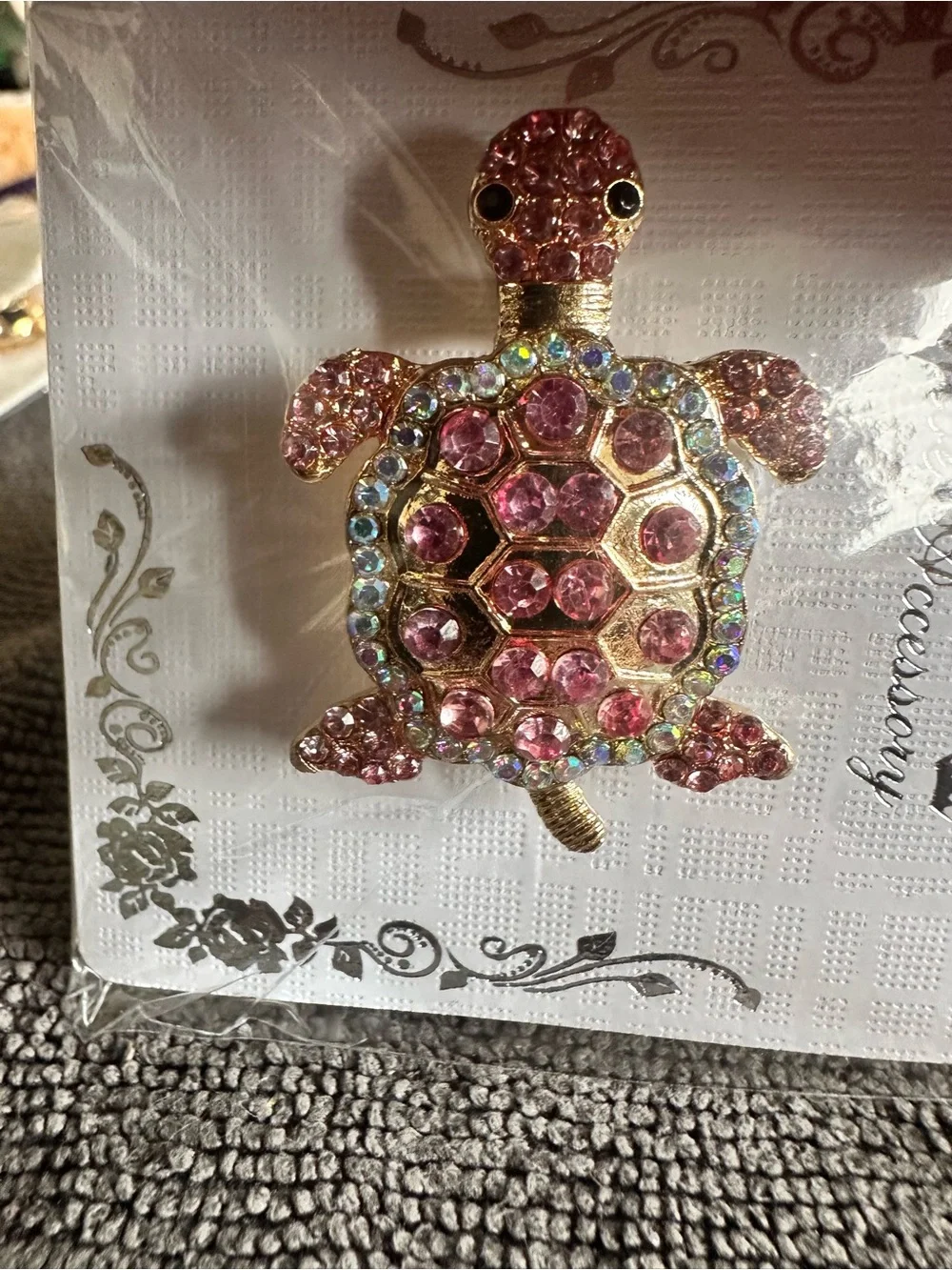 Pink Jeweled Turtle brooch